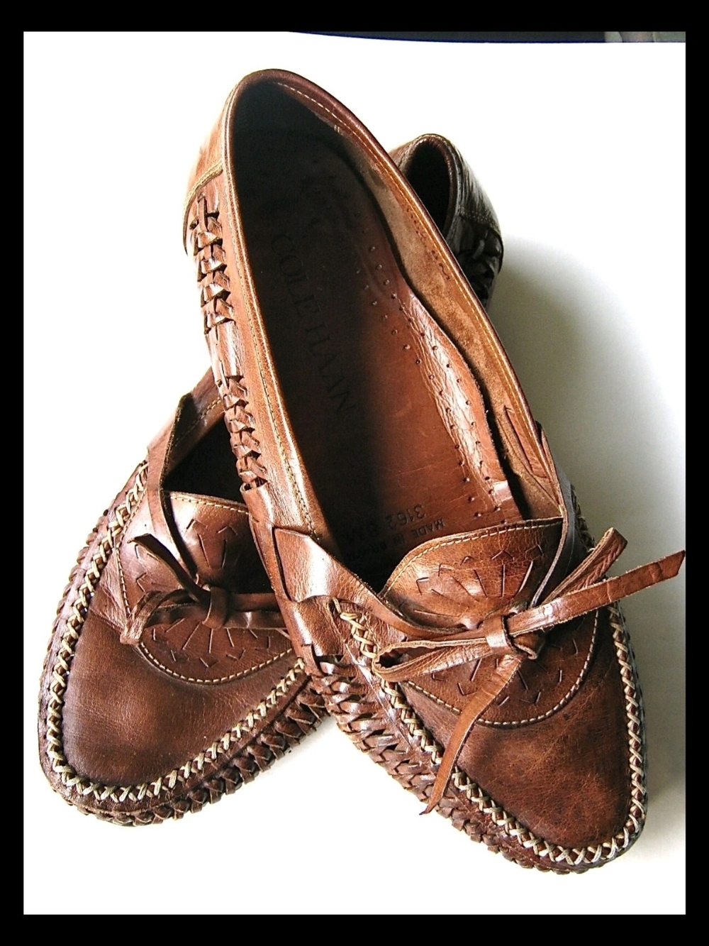 Vintage Cole-Haan Mens Leather Huarache Loafers 8 Medium All Leather Brazil